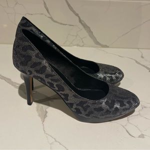 Donald J Pliner heels, size 7.5, like new condition, black/silver leopard print